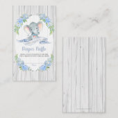 男の赤ちゃんゾウ赤ちゃんシャワーおむつラッフル エンクロージャーカード (正面/裏面)