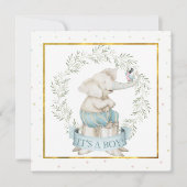 男の赤ちゃんゾウ赤ちゃんシャワー 招待状 (正面)