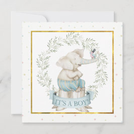 男の赤ちゃんゾウ赤ちゃんシャワー 招待状