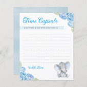 男の赤ちゃんゾウ1歳バースデータイムカプセルカード (正面/裏面)