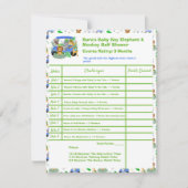 男の赤ちゃんゾウ&モンキーゴルフシャワースコアカード ノートカード (正面)