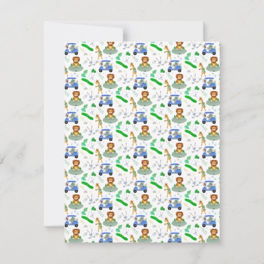 男の赤ちゃんゾウ&モンキーゴルフシャワースコアカード ノートカード (裏面)