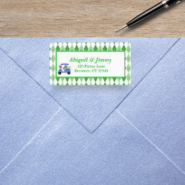 男の赤ちゃんゾウ&モンキーゴルフベビーシャワー ラベル