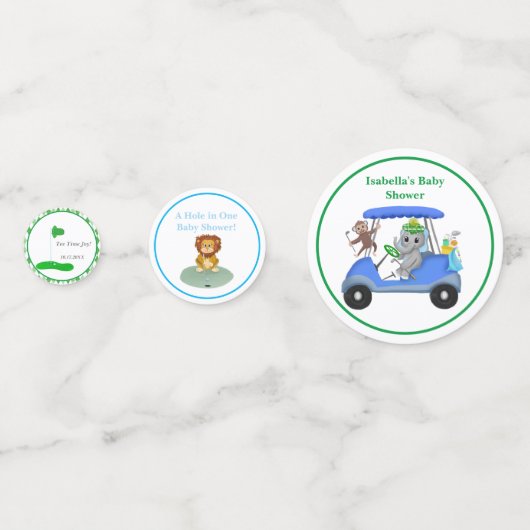 男の赤ちゃんゾウ&モンキーシャワー コンフェッティ (正面)