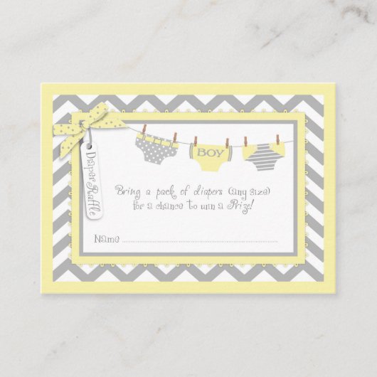 男の赤ちゃんタイおむつラッフルチケット エンクロージャーカード (正面)