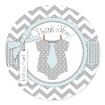 男の赤ちゃんタイシェブロンプリントサンキューラベル