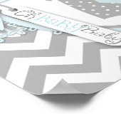 男の赤ちゃんタイシェブロンプリントベビーシャワーバナー ポスター (角)