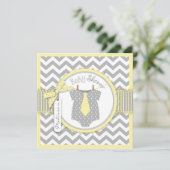 男の赤ちゃんタイシェブロンプリントベビーシャワー 招待状 (スタンド正面)