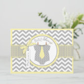 男の赤ちゃんタイシェブロンプリントベビーシャワー 招待状 (スタンド正面)