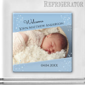男の赤ちゃんダスティブルーきらめくフォト磁石 マグネット