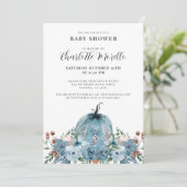 男の赤ちゃんダスティブルーオータムカボチャ 招待状 (スタンド正面)