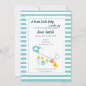 男の赤ちゃんチャームピン赤ちゃんシャワー招待状 招待状 (正面)