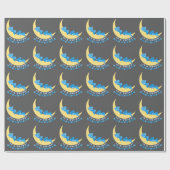 男の赤ちゃんツインズテディベアオンムーンパターン ラッピングペーパー (フラット)