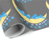 男の赤ちゃんツインズテディベアオンムーンパターン ラッピングペーパー (ロールコーナー)