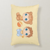 男の赤ちゃんツインズベアージャンプスーツオンイエロー アクセントクッション (正面(垂直))