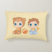 男の赤ちゃんツインズベアージャンプスーツオンイエロー アクセントクッション (裏面)