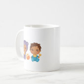 男の赤ちゃんツインズベアージャンプスーツコーヒーマグ コーヒーマグカップ (正面左)