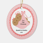 男の赤ちゃんツインベビー初めてのクリスマスオーナメント セラミックオーナメント (左)