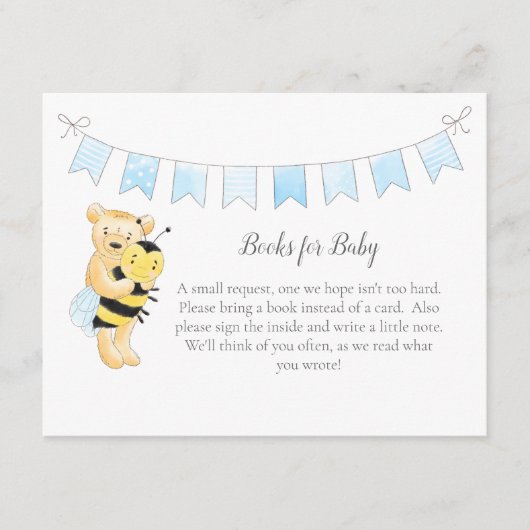 男の赤ちゃんテディベアとビーの本 エンクロージャーカード (正面)