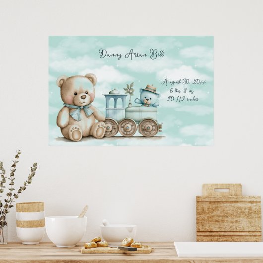 男の赤ちゃんテディベアのおもちゃ ポスター (キッチン)