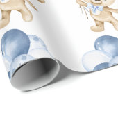 男の赤ちゃんテディベアブルーウォーターカラーラッピング紙 ラッピングペーパー (ロールコーナー)