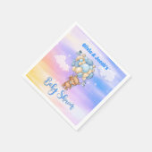 男の赤ちゃんテディベアブルーベビーシャワー スタンダードカクテルナプキン (角)