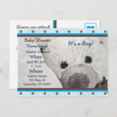 男の赤ちゃんテディベアベビーシャワー招待状 インビテーションポストカード (正面/裏面)