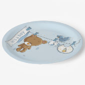 男の赤ちゃんテディベアベビー ペーパープレート (アングル)