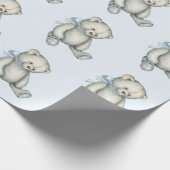 男の赤ちゃんテディベア青い水の色ギフトラッピング ラッピングペーパー (角)