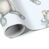 男の赤ちゃんテディベア青い水の色ギフトラッピング ラッピングペーパー (ロールコーナー)