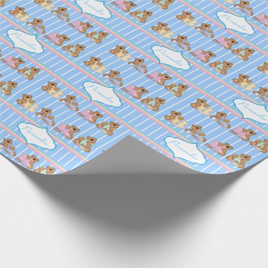 男の赤ちゃんテディベア ラッピングペーパー (角)
