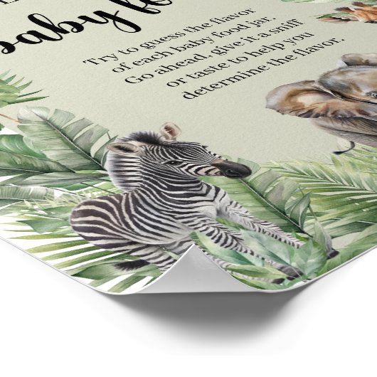 男の赤ちゃんトロピカルジャングルサファリザベビーフードゲーム ポスター (角)