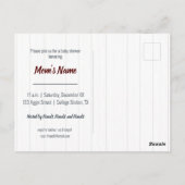 男の赤ちゃんドッグマルーンベビーシャワー招待状 ポストカード (裏面)