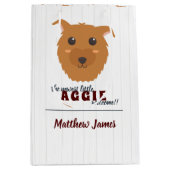 男の赤ちゃんドッグマルーン赤ちゃんシャワー ミディアムペーパーバッグ (正面)