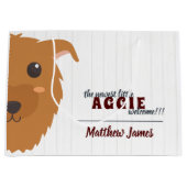 男の赤ちゃんドッグマルーン ラージペーパーバッグ (正面)