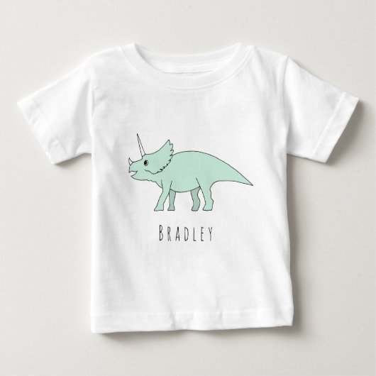 男の赤ちゃんドードルトリケラトプス恐竜の名前 ベビーTシャツ (正面)