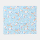 男の赤ちゃんハギングバニーI愛ママハート フリースブランケット (正面(横))