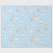 男の赤ちゃんハギングバニーI愛ママハート ラッピングペーパー (フラット)