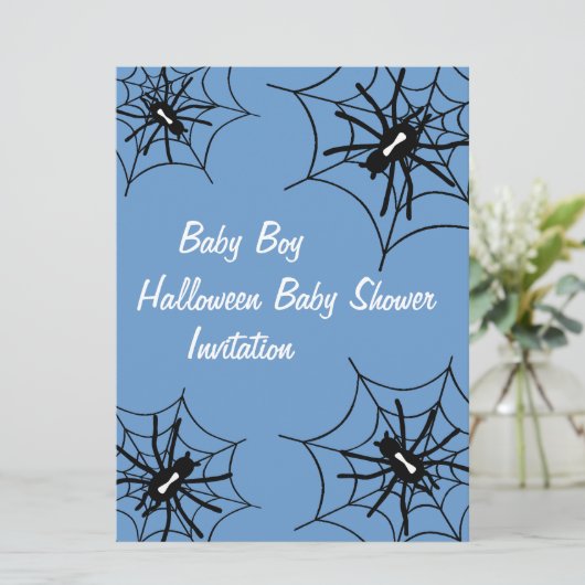 男の赤ちゃんハロウィーンベビーシャワースパイダー招待状 招待状 (スタンド正面)