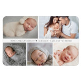 男の赤ちゃんハート誕生発表写真コラージュ マグネット (横)