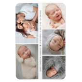 男の赤ちゃんハート誕生発表写真コラージュ マグネット (縦)