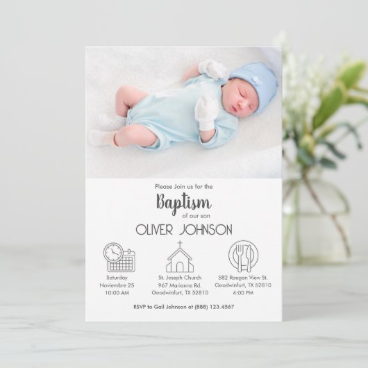 男の赤ちゃんバウティゾインビタシオンバプテエレガントィスモダンテスマ 招待状 (スタンド正面)