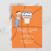 男の赤ちゃんバスケットボールバースデーパーティーの写真 招待状 (正面/裏面)