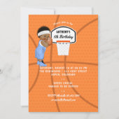 男の赤ちゃんバスケットボールバースデーパーティー 招待状 (正面)