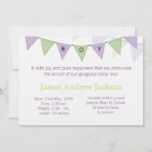 男の赤ちゃんバナーフラグ誕生写真の発表 招待状 (裏面)