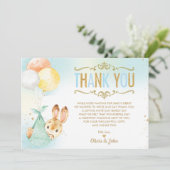 男の赤ちゃんバニーバルーンベビーシャワースプリンクル サンキューカード (スタンド正面)
