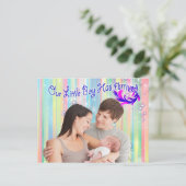 男の赤ちゃんバブルとユニコーンが到着 ポストカード (スタンド正面)