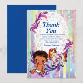 男の赤ちゃんバブルとユニコーンサンキューカード サンキューカード (正面/裏面)