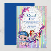 男の赤ちゃんバブルとユニコーンサンキューカード サンキューカード (正面/裏面)