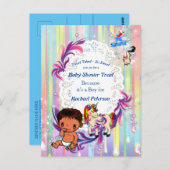 男の赤ちゃんバブル&ユニコーン赤ちゃんシャワー ポストカード (正面/裏面)